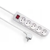 Elgotech Verlengsnoer met Schakelaar, 5 Stopcontacten, 5m, Wit
