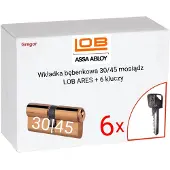 LOB Cilinderslot ARES 30/45 Messing met 6 sleutels