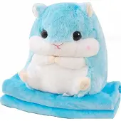 Smukee Knuffel Hamster 2-in-1 Pluche Kusjes met Dekentje - 40cm