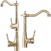 Granitan Retro Keukenkraan Geborsteld Goud - Messing, 360° Draaibaar