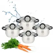 MG HOME Pannenset RVS 8 Delen Zwart & Zilver