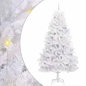 vidaXL Kunstmatige Hinged Kerstboom Wit 240 cm PVC en Staal