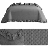 Cotton World Pikante Rosella Sprei voor Bed & Bank 220x240cm Grijs