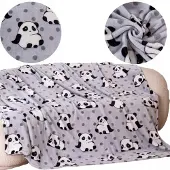 Cotton World Zachte Pluche Plaid met Panda Design - 160x200 cm