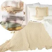 Markizeta Decoratieve spread met ruches, beige, 220x240 cm