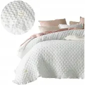 Room99 Molly Dekbedovertrek 200x220cm Wit met Ruche - Elegante Slaapkamer Stijl