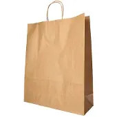 Papstar Papier-Tragetasche, 400 x 320 x 120 mm, braun aus Kraftpapier, 80 g/qm, Tragkraft: 8 kg, mit Tragek