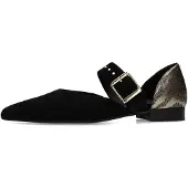 Manfield Ballerina met riempjes zwart / zilver