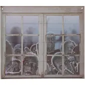 Fiesta raamposter zombie 80 x 90 cm grijs