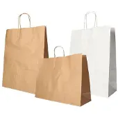 Papstar Papier-Tragetasche, 270 x 320 x 170 mm, braun aus Kraftpapier, 70 g/qm, Tragkraft: 5 kg, mit Tragek