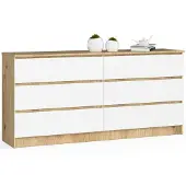 Akord Ladekast K160 met 6 Lades / Furniture Factory / Artisan Eik - Wit / 160 x 77 x 40 cm