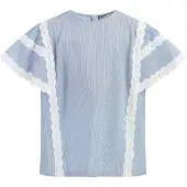 Dreimaster Blouse shirt Meisje Lichtblauwe dunne strepen
