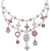 Behave – Statement Ketting – Zilverkleurig Roze – Luxe Kristallen – Glamour Look