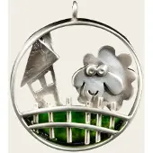 MOOYE ® - Collectie Zilveren Huisje gras en een schaap kettinghanger