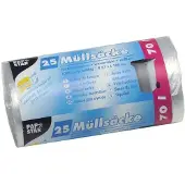 Papstar Transparante Vuilniszakken 70 Liter | 100 Zakken | HDPE | 20 My | 57x100 cm - 70 Liter Vuilniszakken, Transparante Vuilzakken, Hoge Vuilniszakken