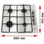 Haeger PG-4GI.008A, Roestvrij staal, Inbouwmodel, 60 cm, Gas, Roestvrij staal, 4 zones