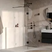 Brauer Void inloopdouche helder glas 90x200cm met 40cm zijwand incl. glascoating mat zwart