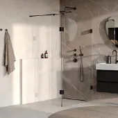 Brauer Void inloopdouche helder glas 110x200cm met 40cm zijwand incl. glascoating mat zwart
