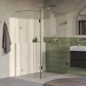 Brauer Void inloopdouche helder glas 140x200 met 40 zijwand incl. glascoating PVD RVS-kleurig geborsteld