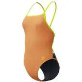 Speedo Fl Solid Tri Back Swimsuit Oranje UK 32 Vrouw