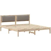 vidaXL Bedframe met hoofdeinde Taupe 200 x 200 cm Massief grenenhout
