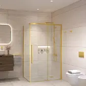 Sanivo Douchecabine nova soft close geborsteld messing goud helder glas