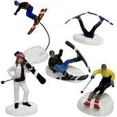 Santaville Skiers Polyresin 12cm 5 stuks