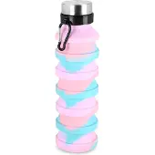 Spokey JUMP Opvouwbare Siliconen Bidon - Rood - 550 ml - 25 cm - Metalen Karabijnhaak - Lichtgewicht