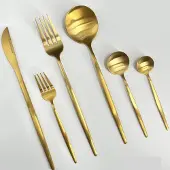 Almina Sofia Bestekset – 36-delig – 6 Personen – Edelstaal – Hoogwaardige Kwaliteit – Geborsteld Goud
