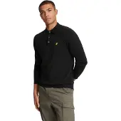 Lyle & Scott polo lange mouw effen zwart katoen
