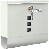 Monzana Design Brievenbus RVS – Krantenvak & 2 Sleutels - Wit