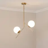Opviq Glazen hanglamp Dolunay, dimbaar, messing / goud, Woon-/ Eetkamer, metaal, Modern, hanglamp