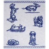 Heinen Delfts Blauw Keukendoek Nhaan Teckels Blauw / Wit 62 X 52 Cm