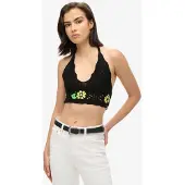Superdry Gehaakte Bralette met Bloemen Zwart Grootte: 44