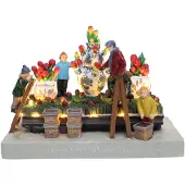 Santaville Flower Parade with Delft Blue Vases with LED polyresin 18cm