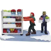 Santaville Florists with Flower Cart Polyresin 14cm