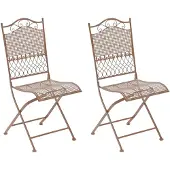 CLP Kiran Set van 2 tuinstoelen - Opvouwbaar - Metalen stoel - Art nouveau - antiek bruin