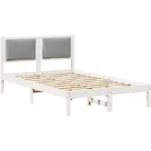 vidaXL Bedframe, lichtgrijs, 120 x 190 cm, massief dennenhout