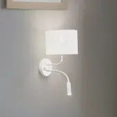 Duolla Wandlamp Roller, wit / opaal, Slaapkamer, Textiel / Stof / Zijde, Wandlamp