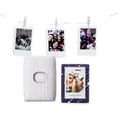 Fujifilm Mini Link 2 - Mobiele fotoprinter - banner met lichtjes en knijpers + dubbelzijdige Instax stickers - Clay White