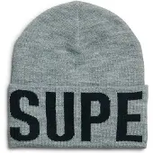 Superdry Gebreide Beanie met Merklogo Silver Grootte: 1SIZE
