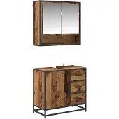 vidaXL Badkamermeubel Set 2 st Oud Hout 65 x 33 x 60 cm Bewerkt hout