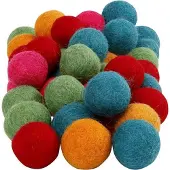 Creativ Company Wol Kralen 20mm Sterke Kleuren 64 stuks