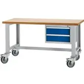 Schäfer Shop Werkbank, verrijdbaar, onderbouw, lichtzilver