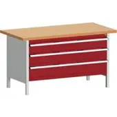 Bott cubio box-type werkbank, stalen frame, geolied koper beuken werkblad, B 1500 x D 750 x H 840 mm, draagvermogen 1200 kg, paars/lichtgrijs