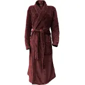 Linnick Flanel Fleece Badjas Uni - bordeaux - XL