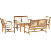 vidaXL Tuinbank Set 5 pcs Naturel Massief Teakhout