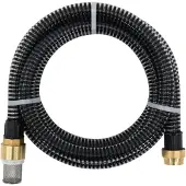 vidaXL Zuigslang met messing koppelingen 1,1'' 25 m PVC zwart