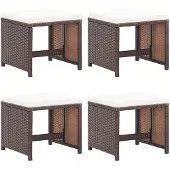 vidaXL Tuinkrukken 4 st met kussens poly rattan bruin
