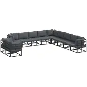 vidaXL Tuinbank Set 11 st Zwart Aluminium